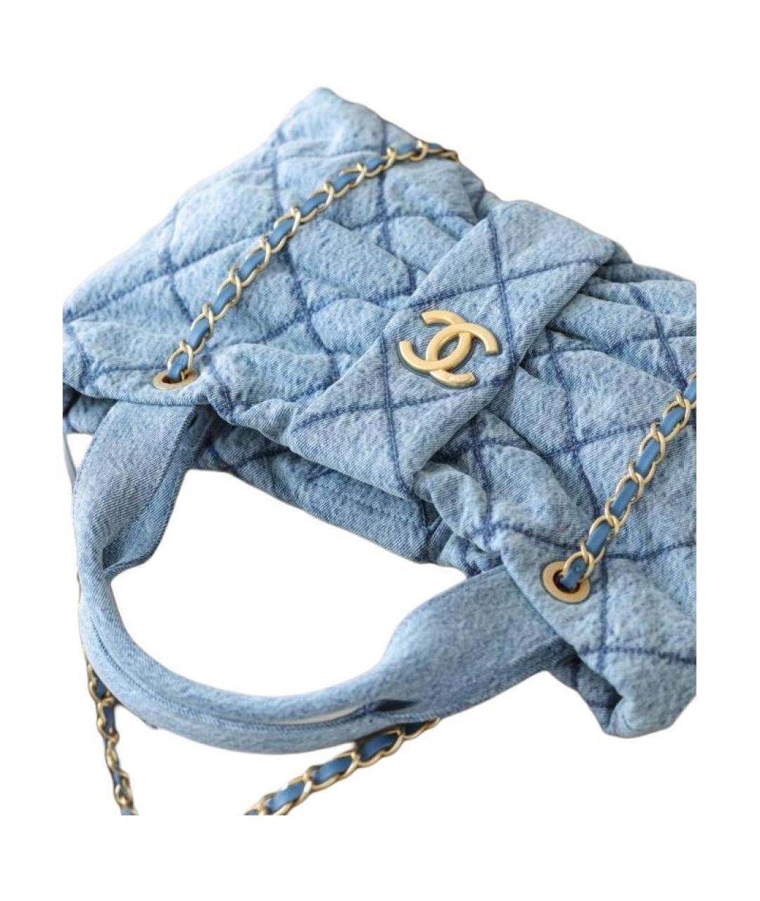 CHANEL Голубая деним сумка через плечо, фото 5