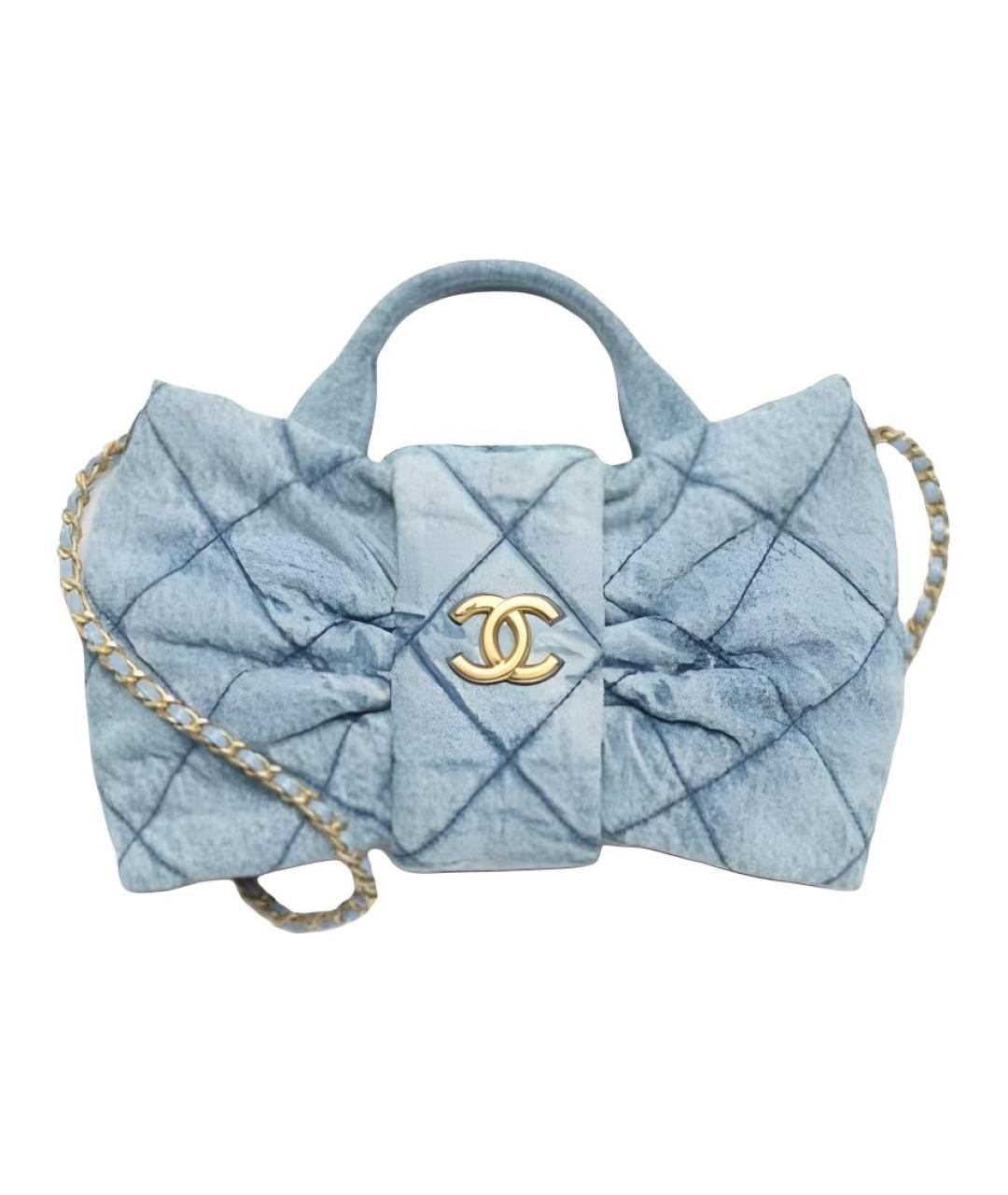 CHANEL Голубая деним сумка через плечо, фото 6