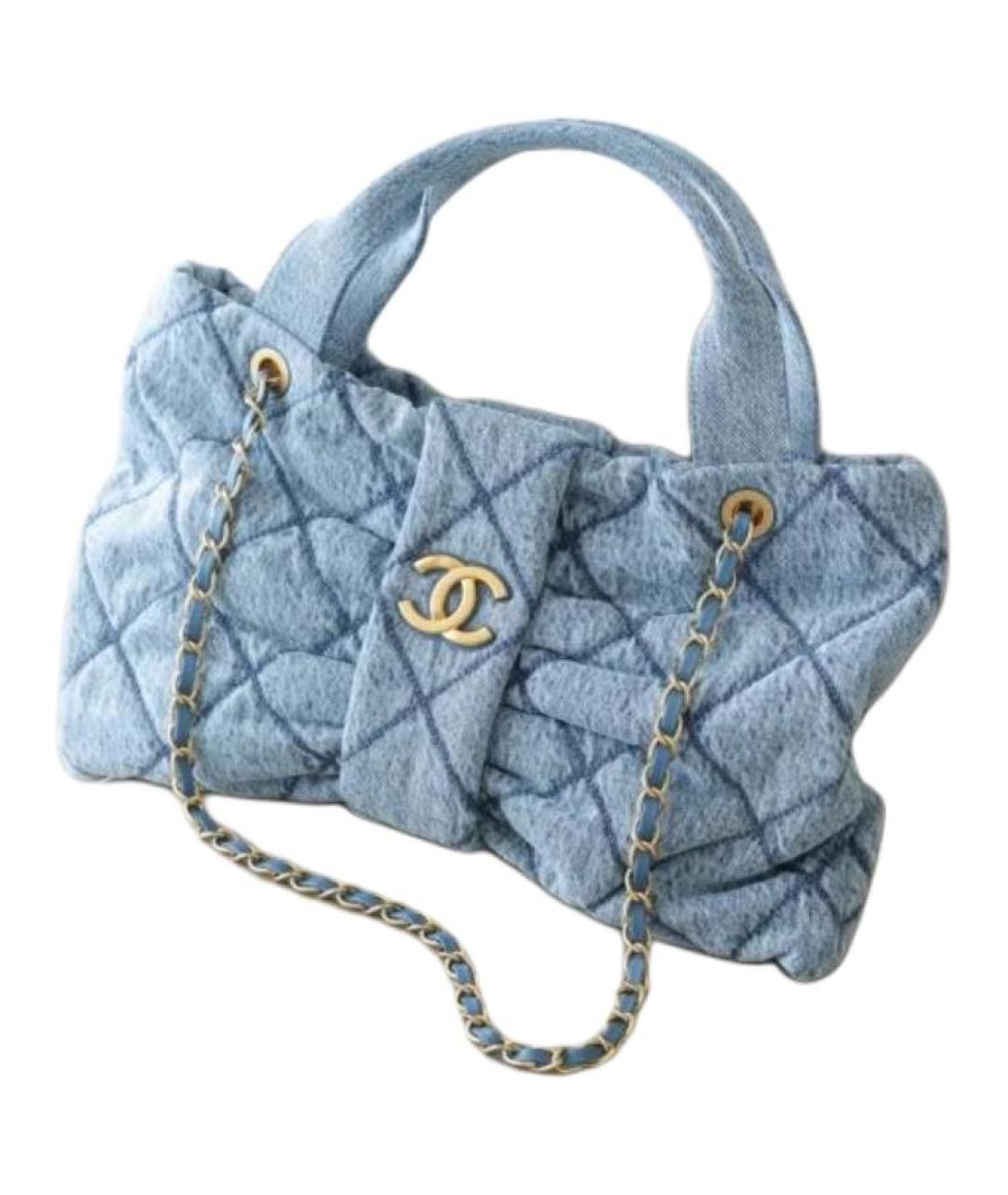 CHANEL Голубая деним сумка через плечо, фото 2