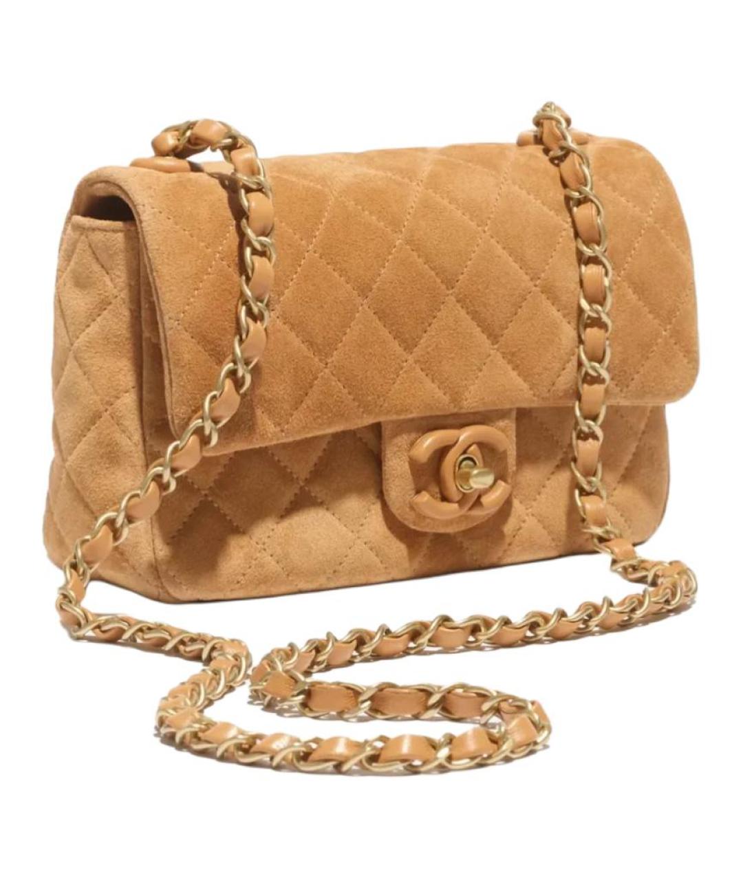 CHANEL Бежевая замшевая сумка через плечо, фото 3