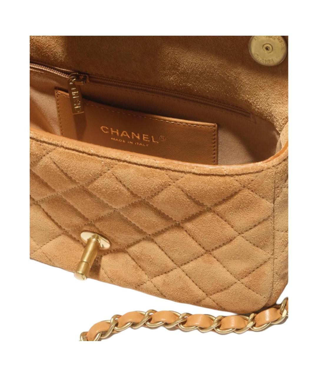 CHANEL Бежевая замшевая сумка через плечо, фото 4