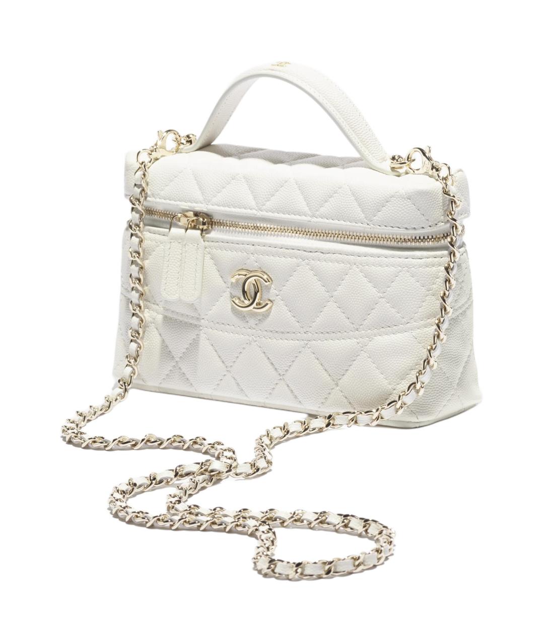 CHANEL Белая кожаная сумка через плечо, фото 2