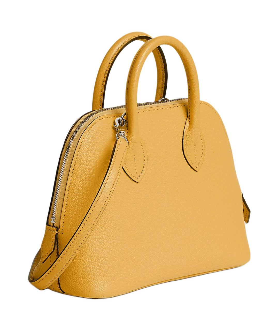 HERMES Желтая кожаная сумка через плечо, фото 3