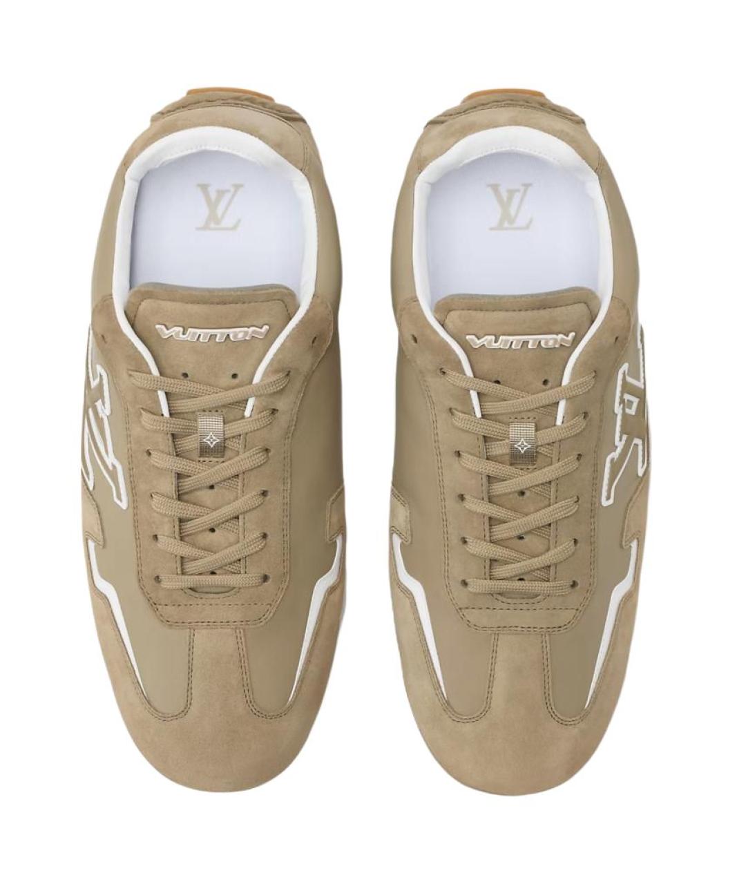 LOUIS VUITTON Бежевые нубуковые низкие кроссовки / кеды, фото 4