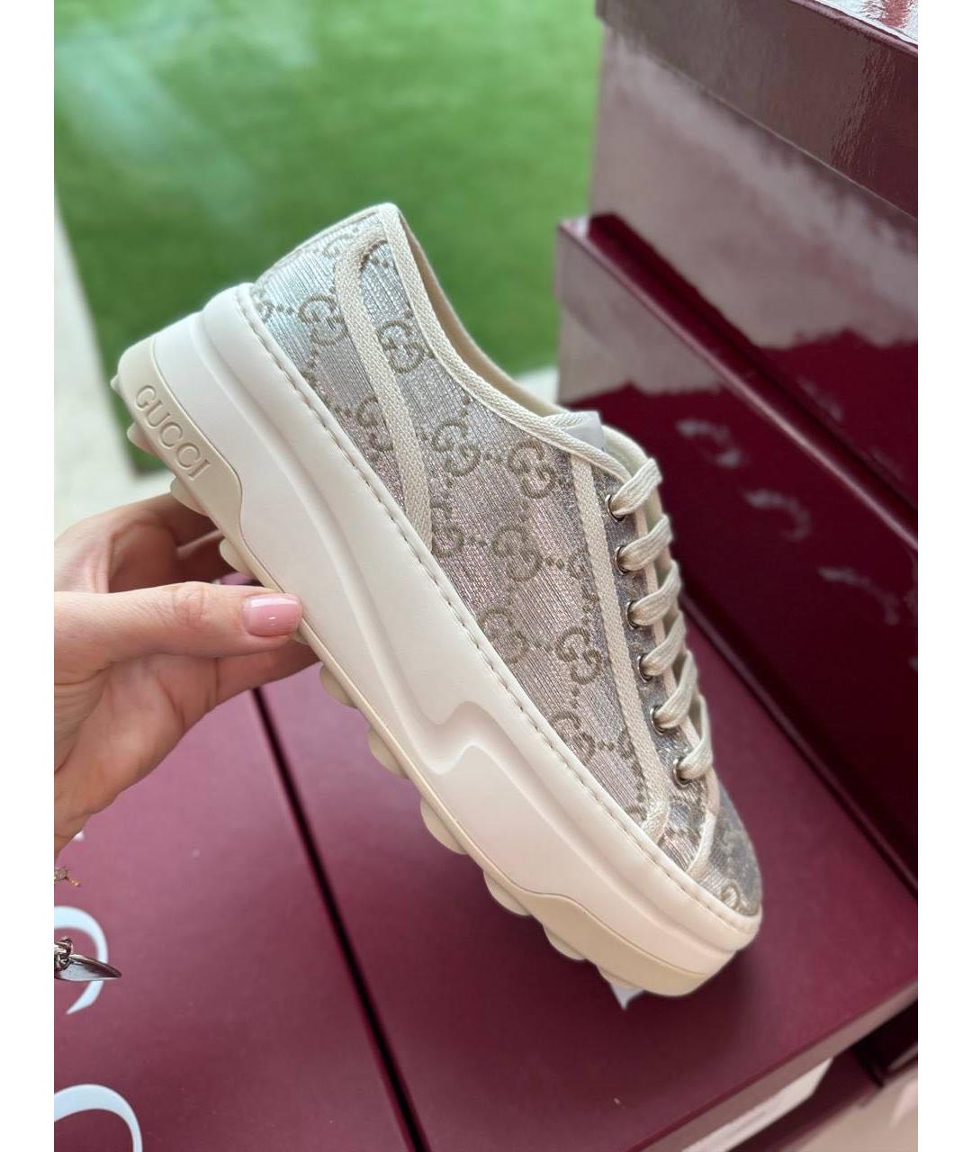 GUCCI Серебряные кеды, фото 5