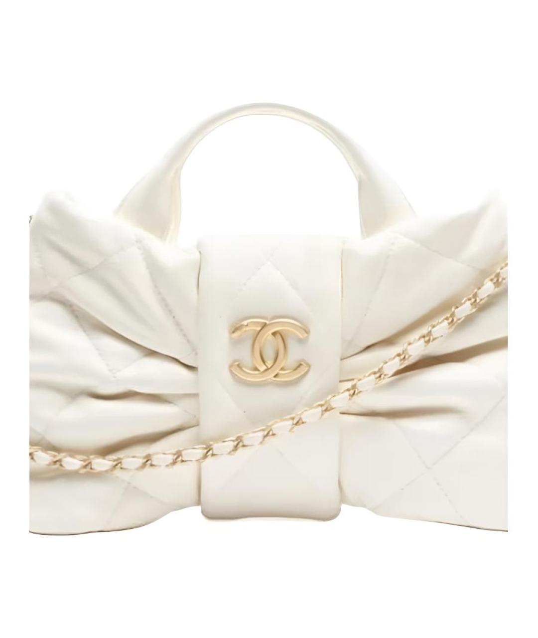CHANEL Белая кожаная сумка через плечо, фото 2