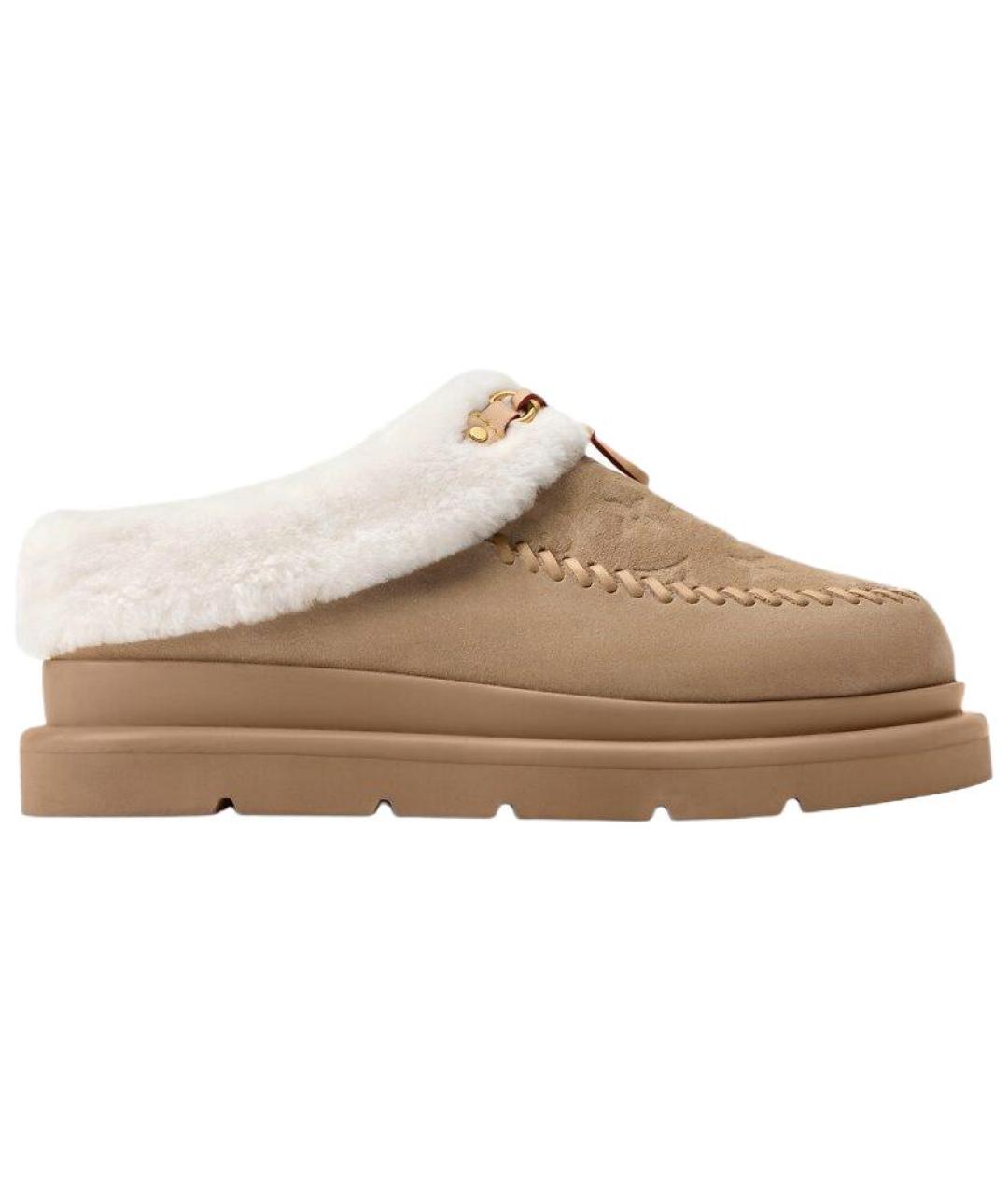 LOUIS VUITTON Бежевые нубуковые мюли, фото 1