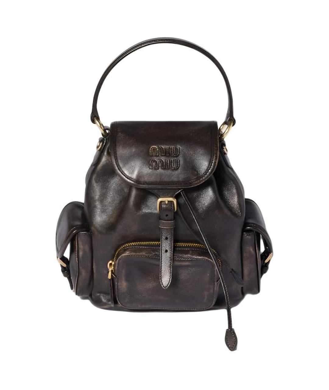 MIU MIU Коричневый кожаный рюкзак, фото 6