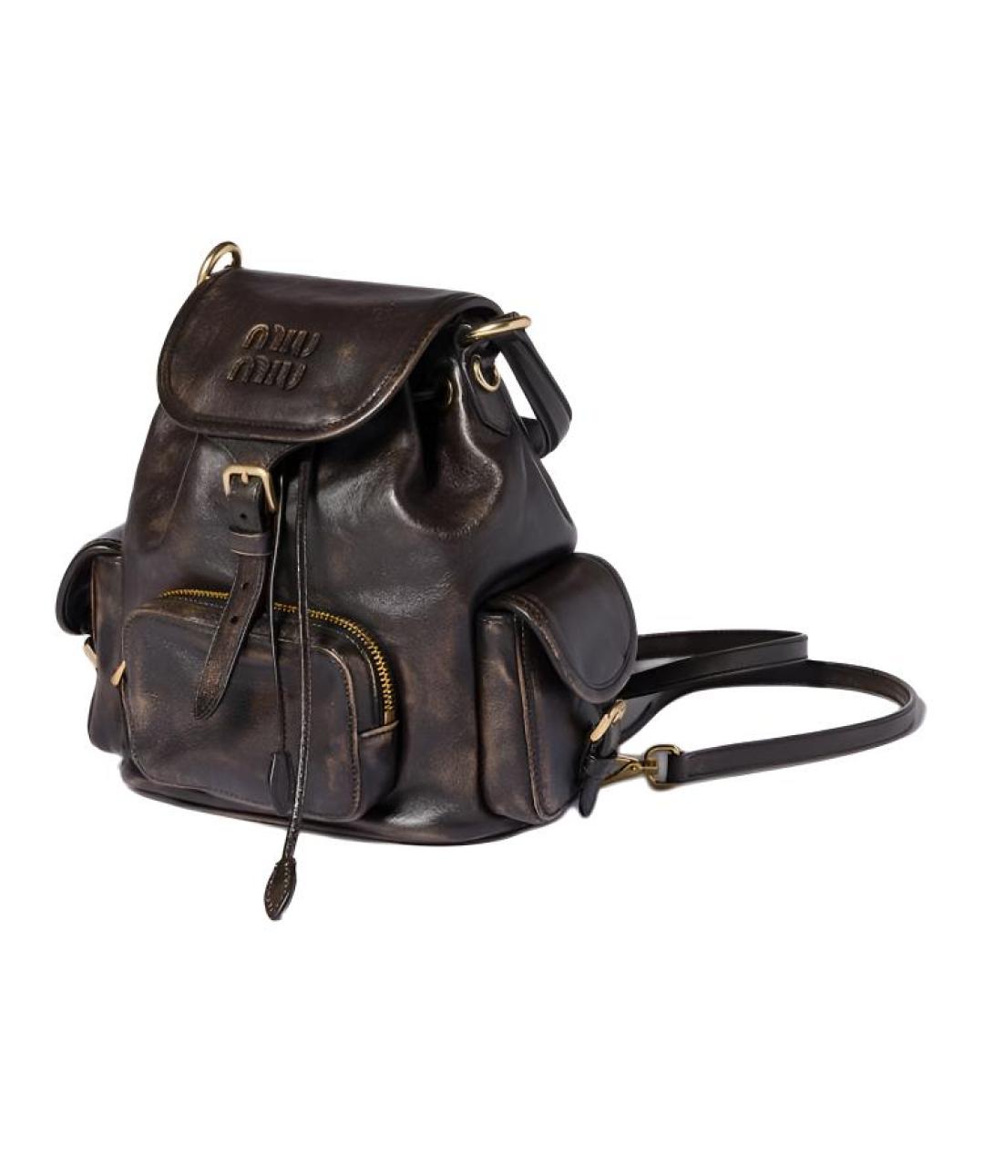 MIU MIU Коричневый кожаный рюкзак, фото 2