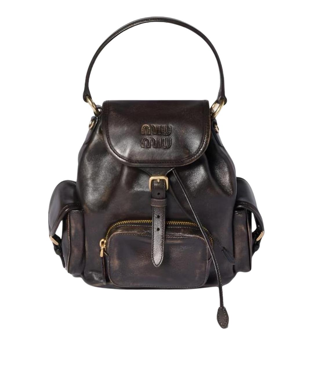 MIU MIU Коричневый кожаный рюкзак, фото 1