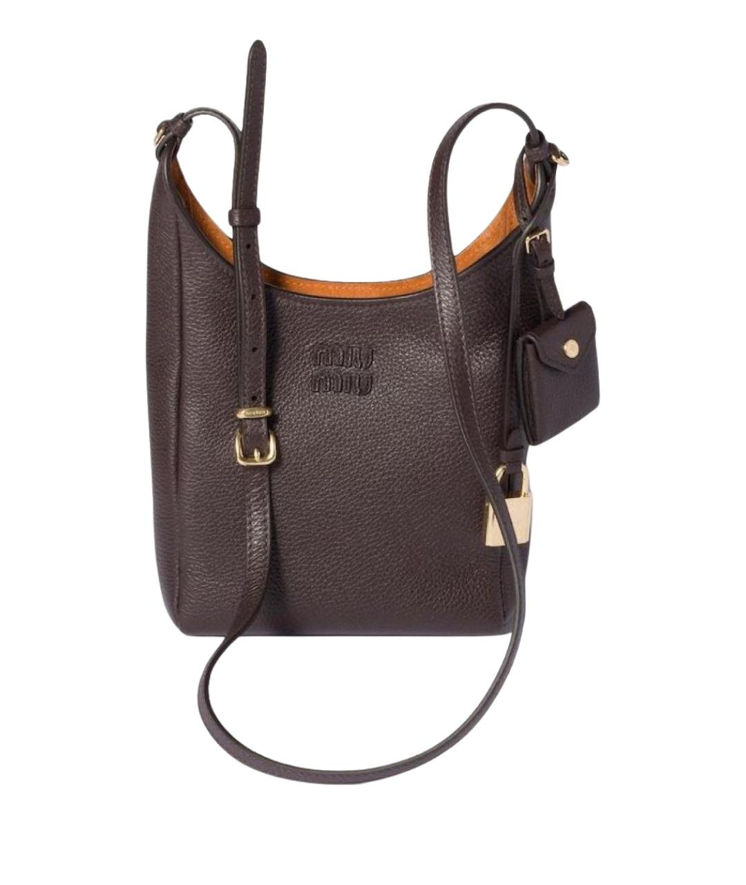 MIU MIU Коричневая кожаная сумка через плечо, фото 1