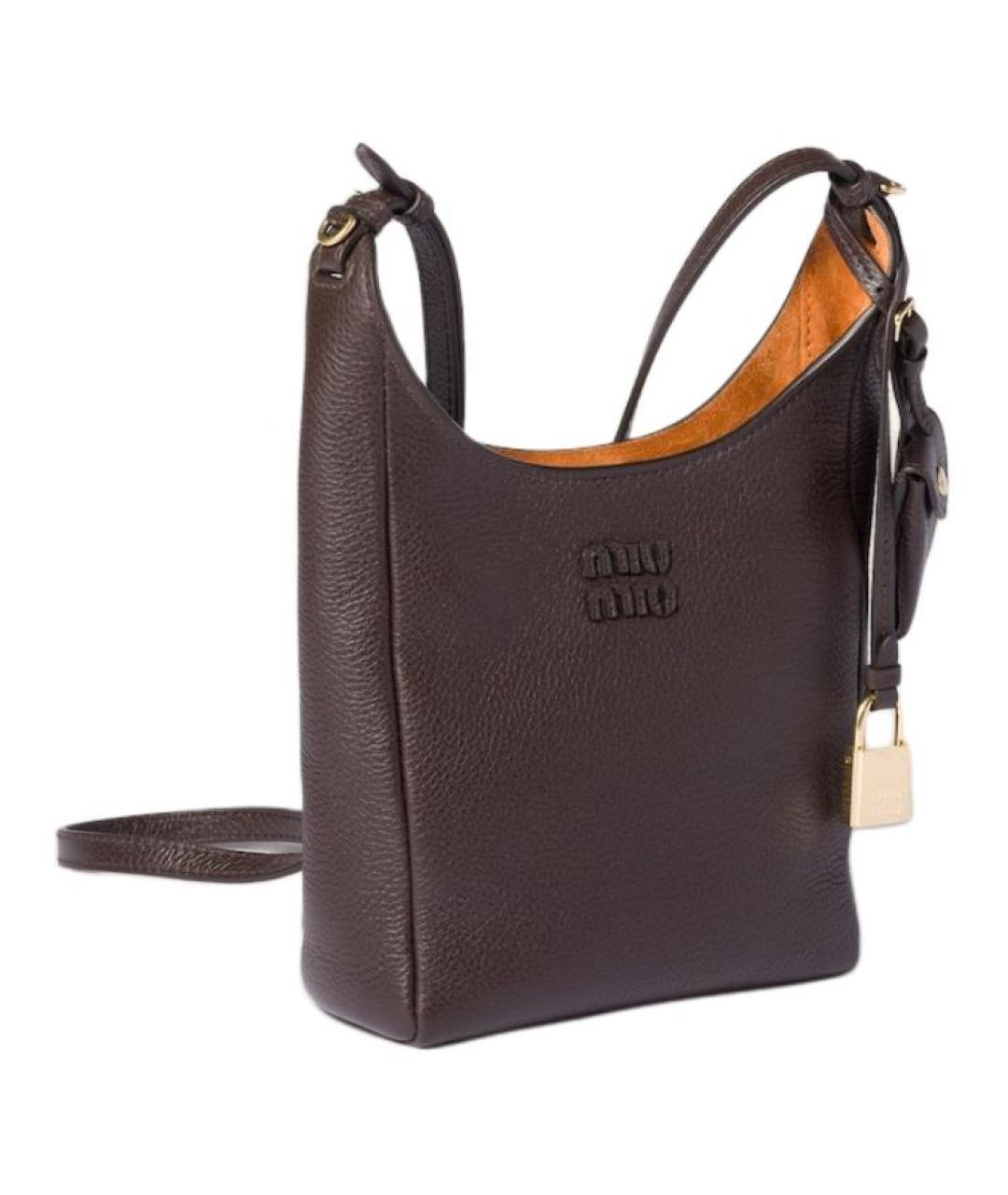 MIU MIU Коричневая кожаная сумка через плечо, фото 2