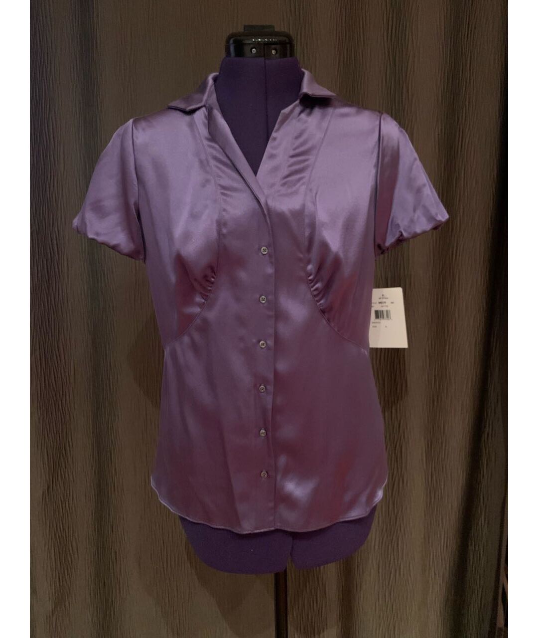 NICOLE MILLER Фиолетовая шелковая рубашка, фото 8