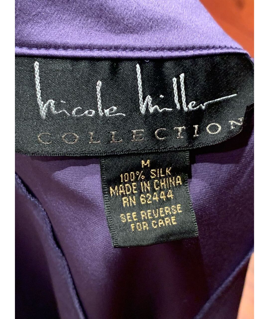 NICOLE MILLER Фиолетовая шелковая рубашка, фото 3