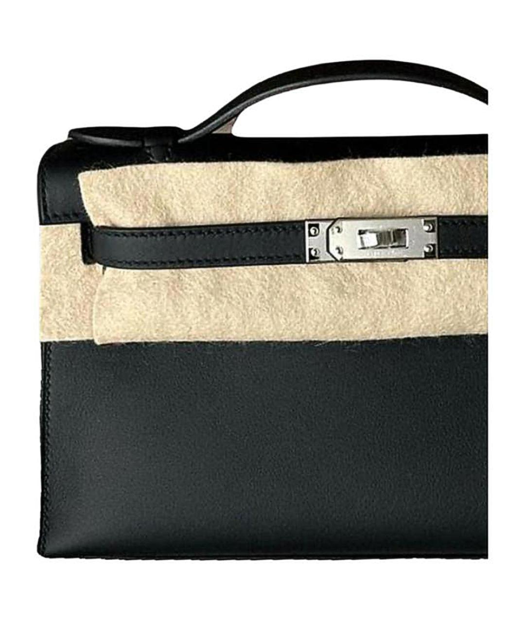 HERMES Черная кожаная сумка с короткими ручками, фото 3