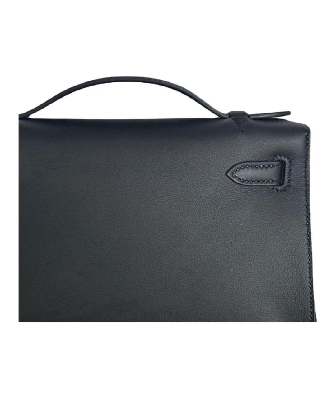 HERMES Черная кожаная сумка с короткими ручками, фото 4
