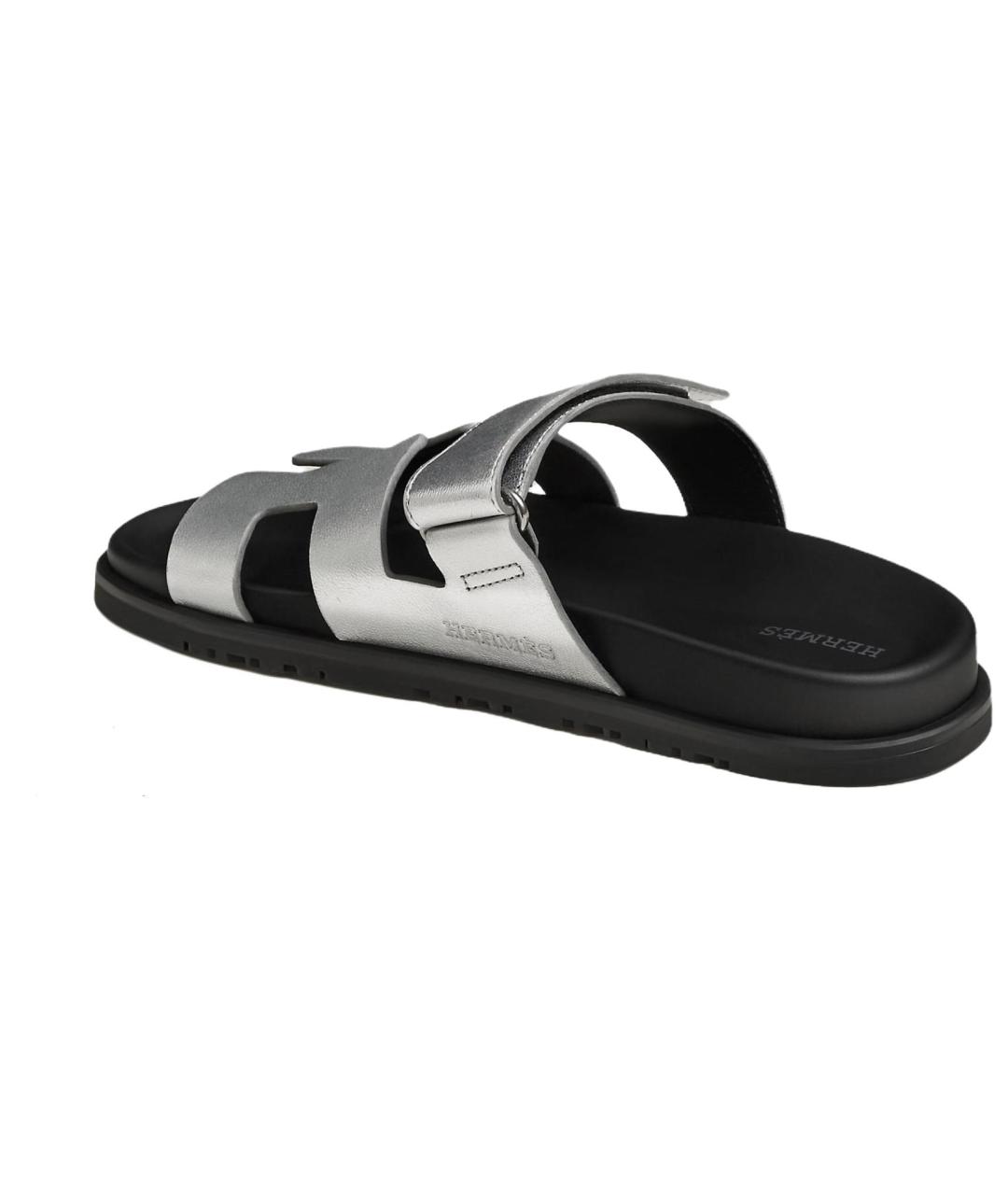 HERMES Серые кожаные сандалии, фото 5