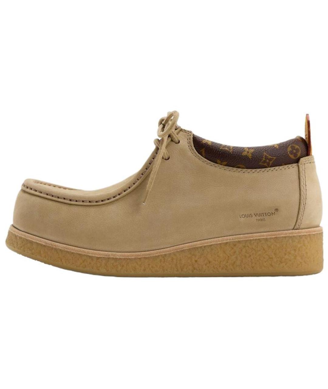 LOUIS VUITTON Бежевые кожаные низкие ботинки, фото 2
