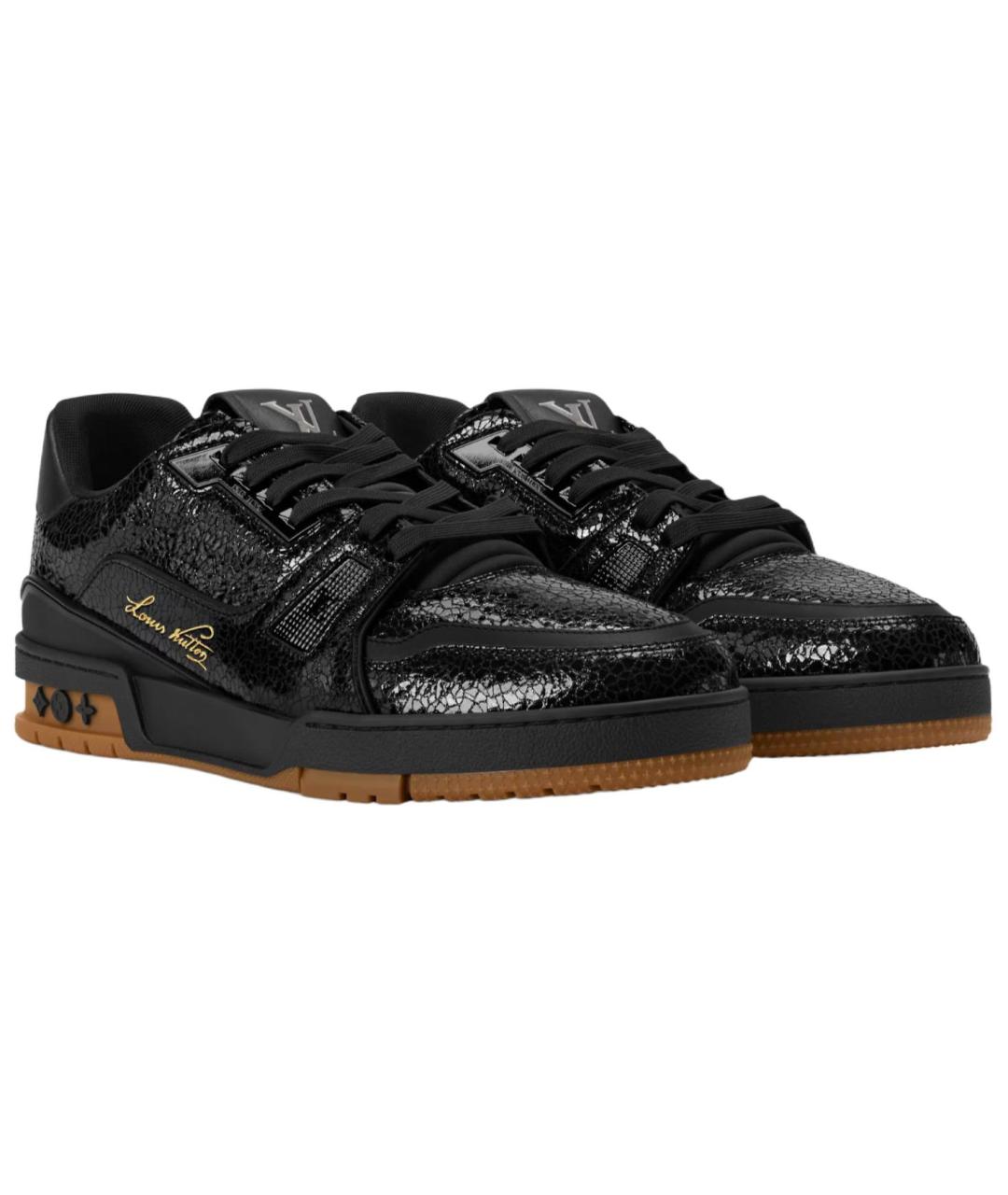 LOUIS VUITTON Черные кожаные низкие кроссовки / кеды, фото 3