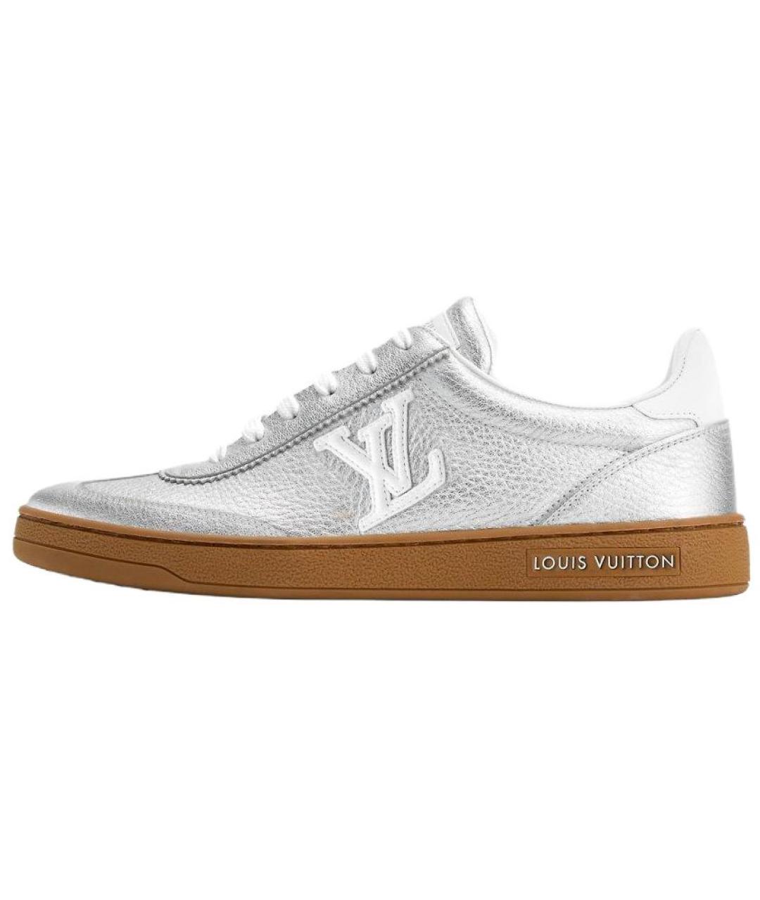 LOUIS VUITTON Серебряные кожаные кеды, фото 2