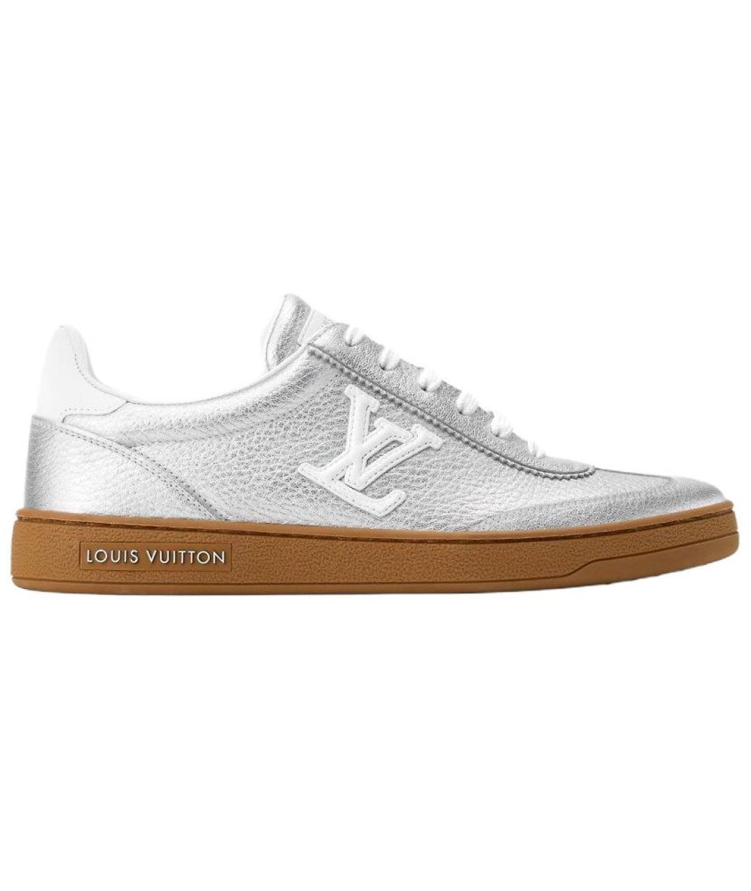 LOUIS VUITTON Серебряные кожаные кеды, фото 1