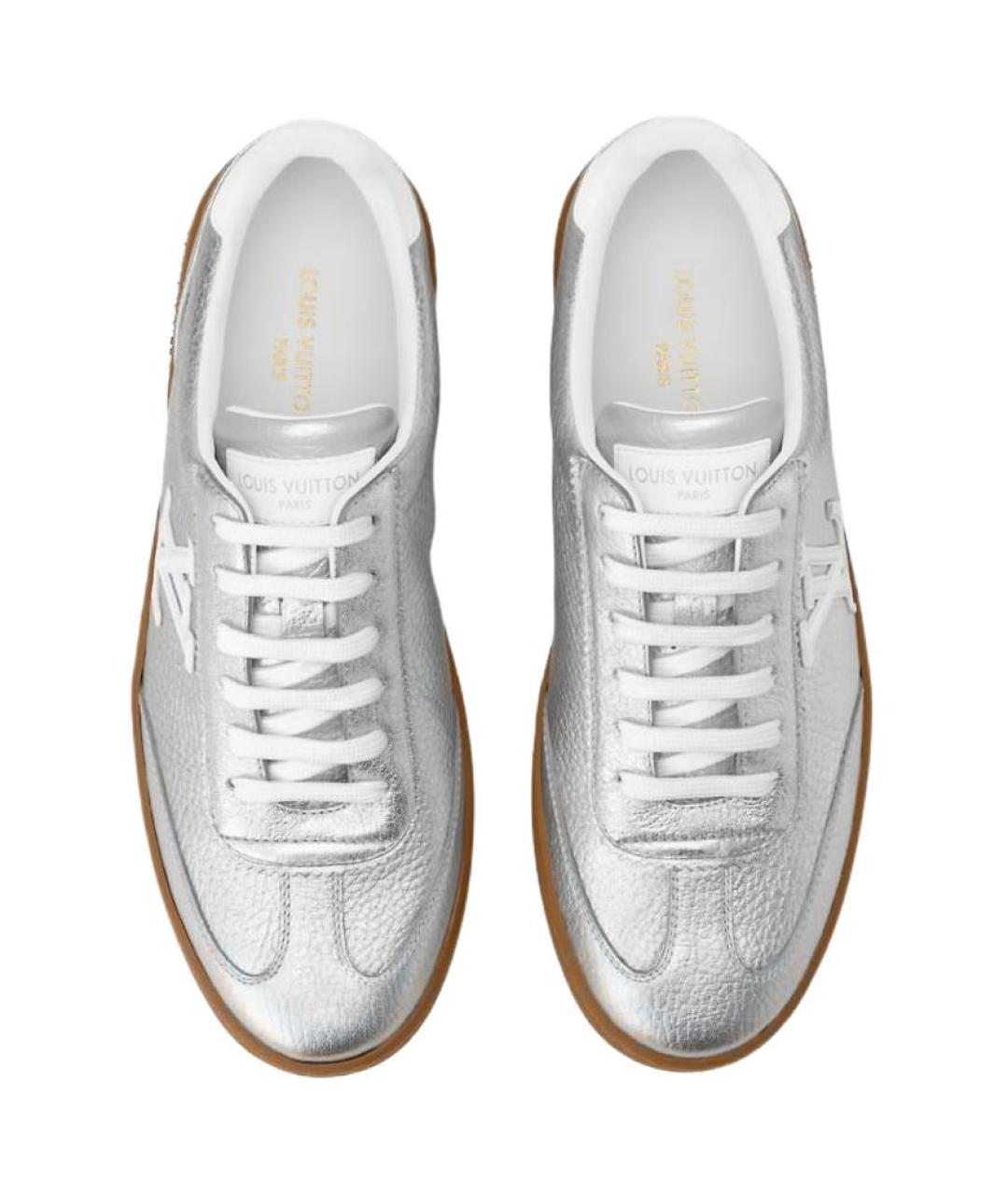 LOUIS VUITTON Серебряные кожаные кеды, фото 4