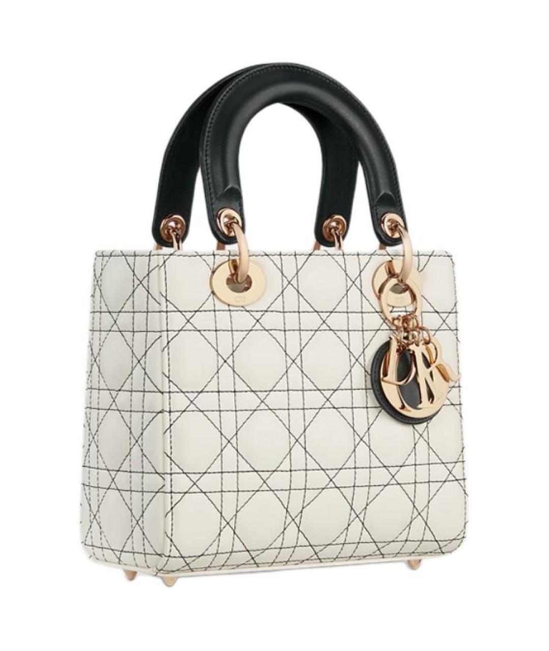 CHRISTIAN DIOR Белая кожаная сумка через плечо, фото 3