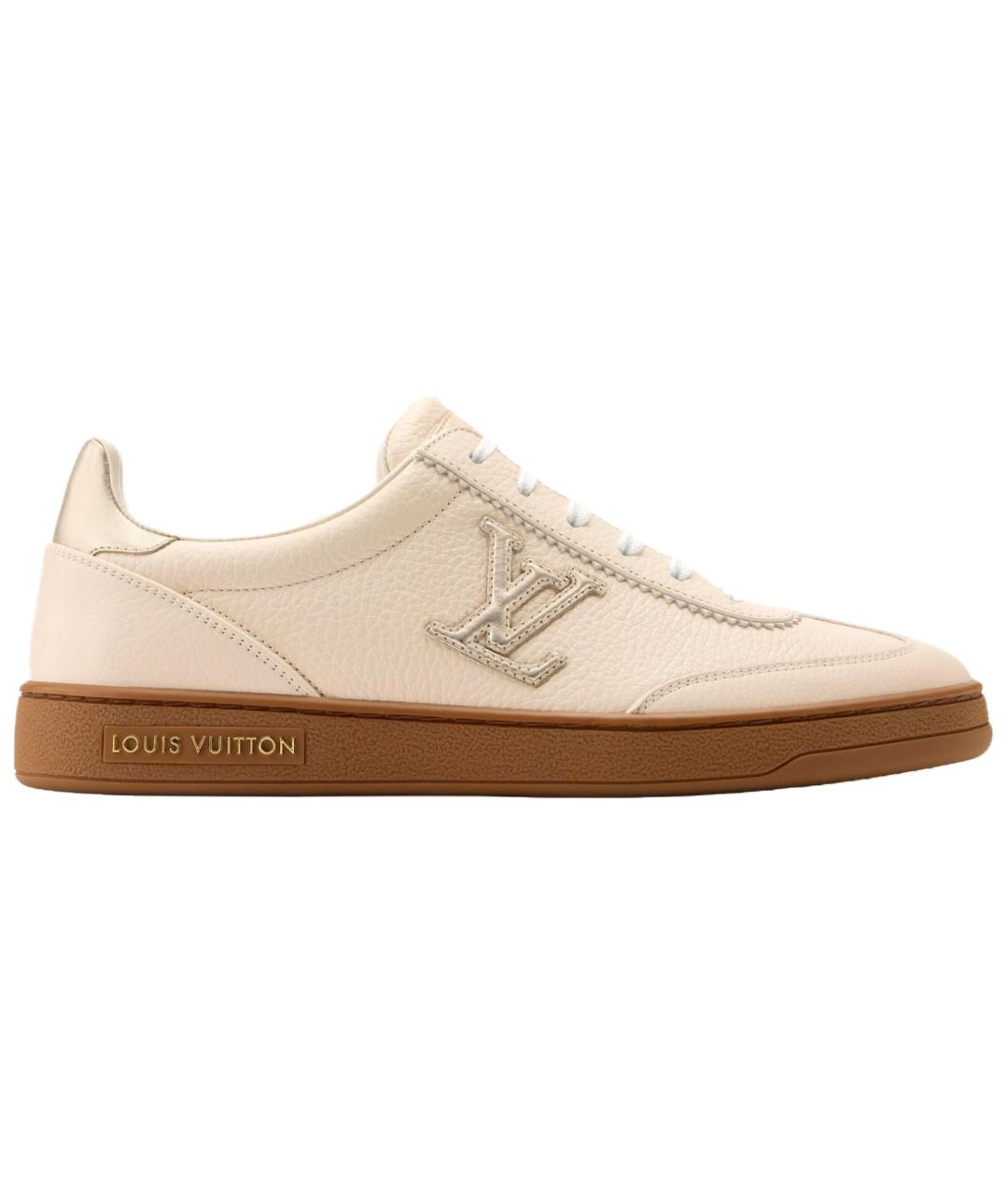 LOUIS VUITTON Бежевые кожаные кеды, фото 1