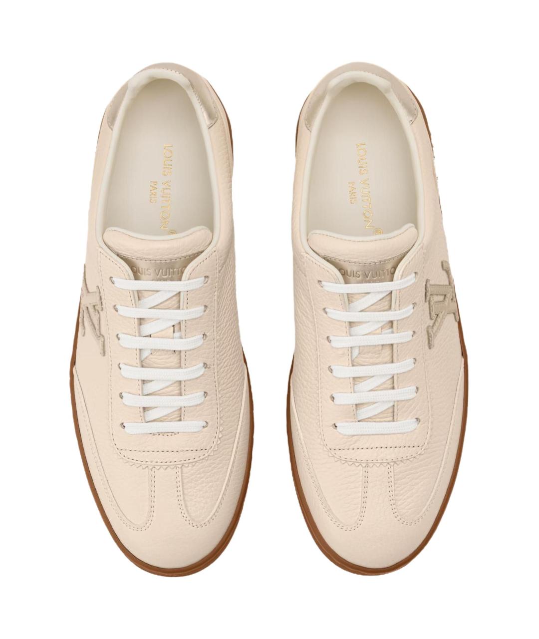 LOUIS VUITTON Бежевые кожаные кеды, фото 4