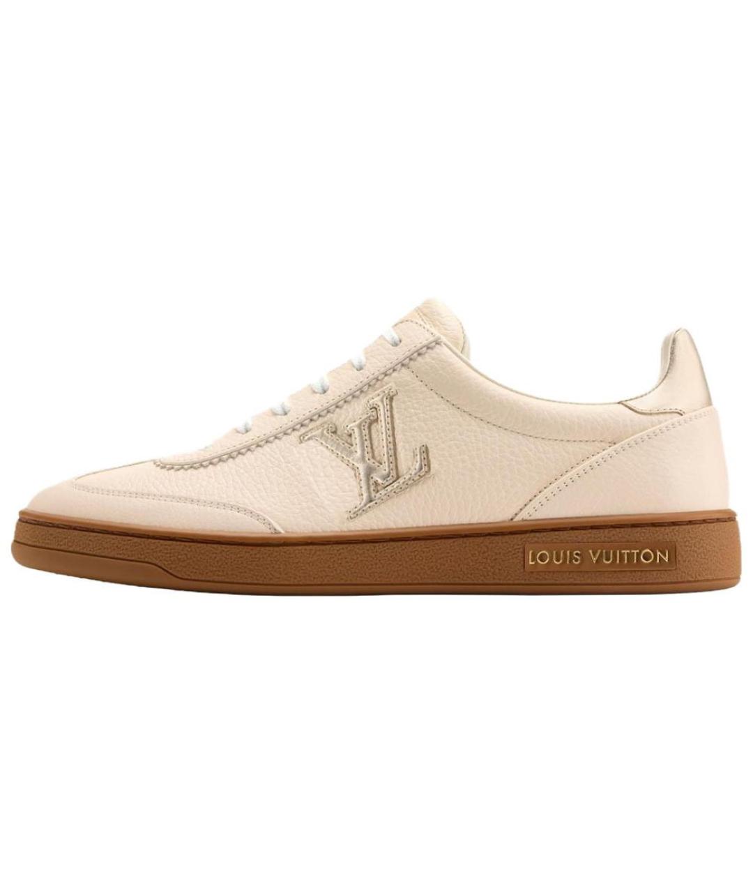 LOUIS VUITTON Бежевые кожаные кеды, фото 2