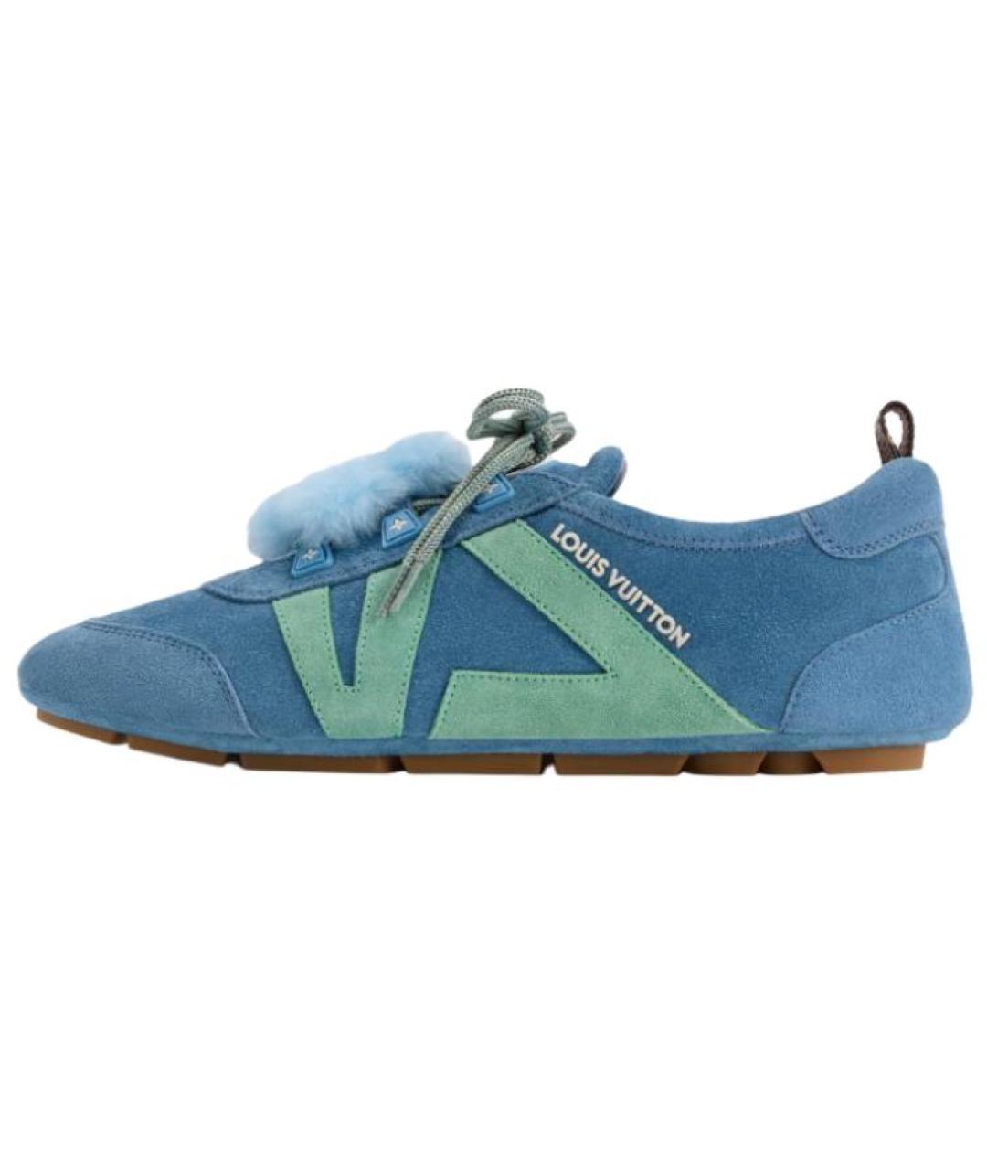LOUIS VUITTON Синие кожаные кроссовки, фото 2