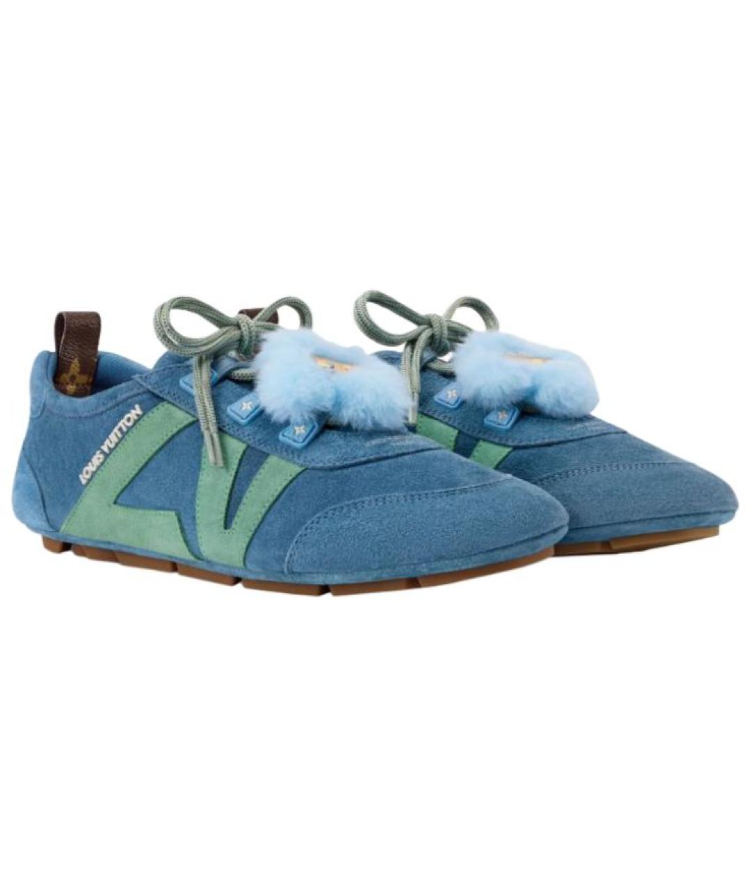 LOUIS VUITTON Синие кожаные кроссовки, фото 3