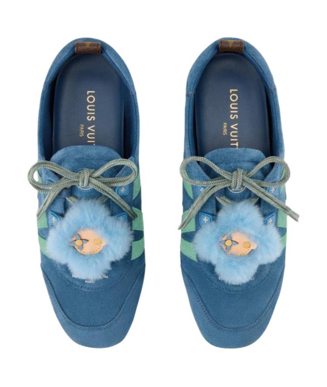 LOUIS VUITTON Синие кожаные кроссовки, фото 4