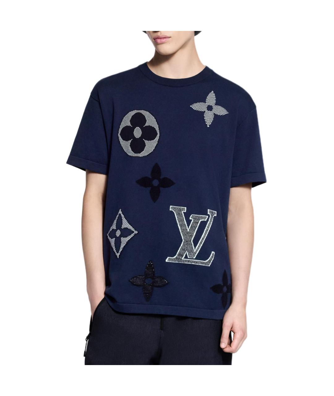 LOUIS VUITTON Синяя хлопковая футболка, фото 2