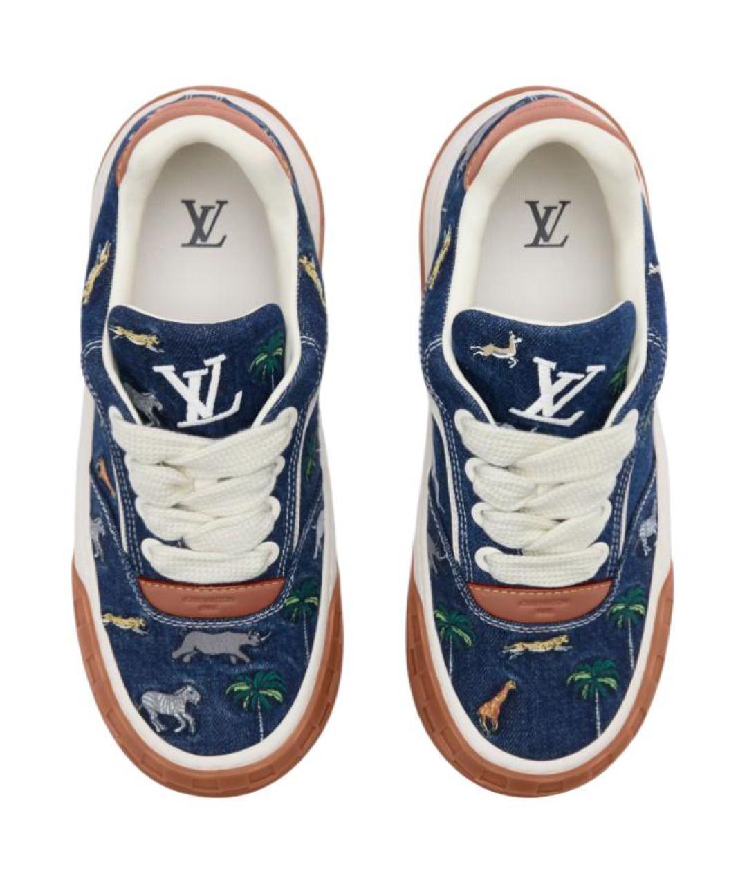 LOUIS VUITTON Синие текстильные низкие кроссовки / кеды, фото 4