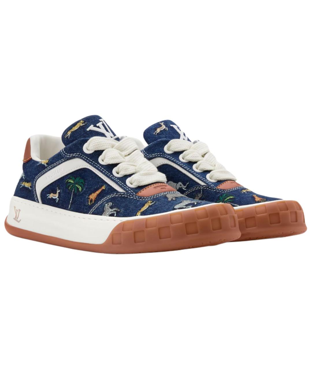 LOUIS VUITTON Синие текстильные низкие кроссовки / кеды, фото 3