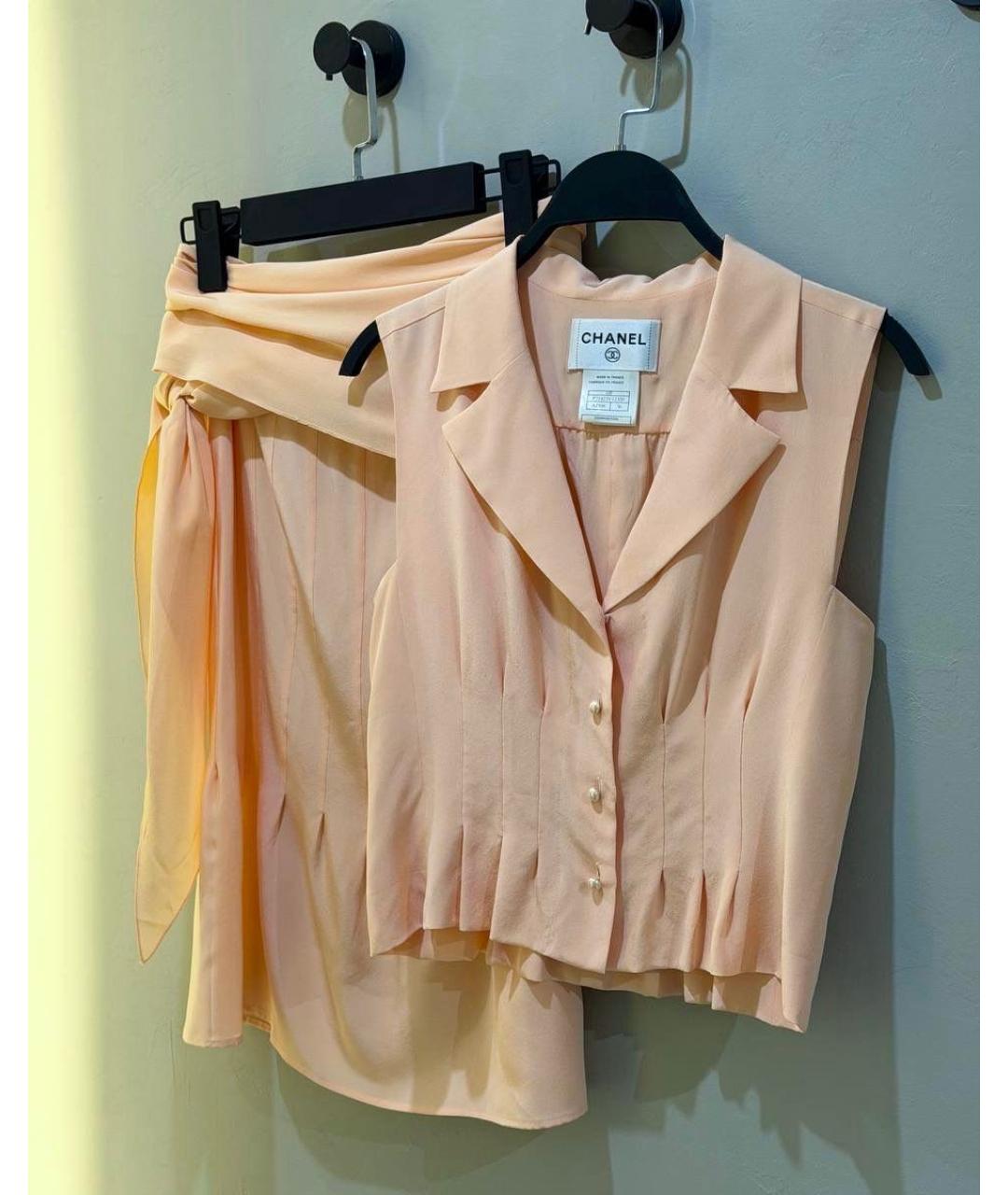 CHANEL Розовый шелковый костюм с юбками, фото 8