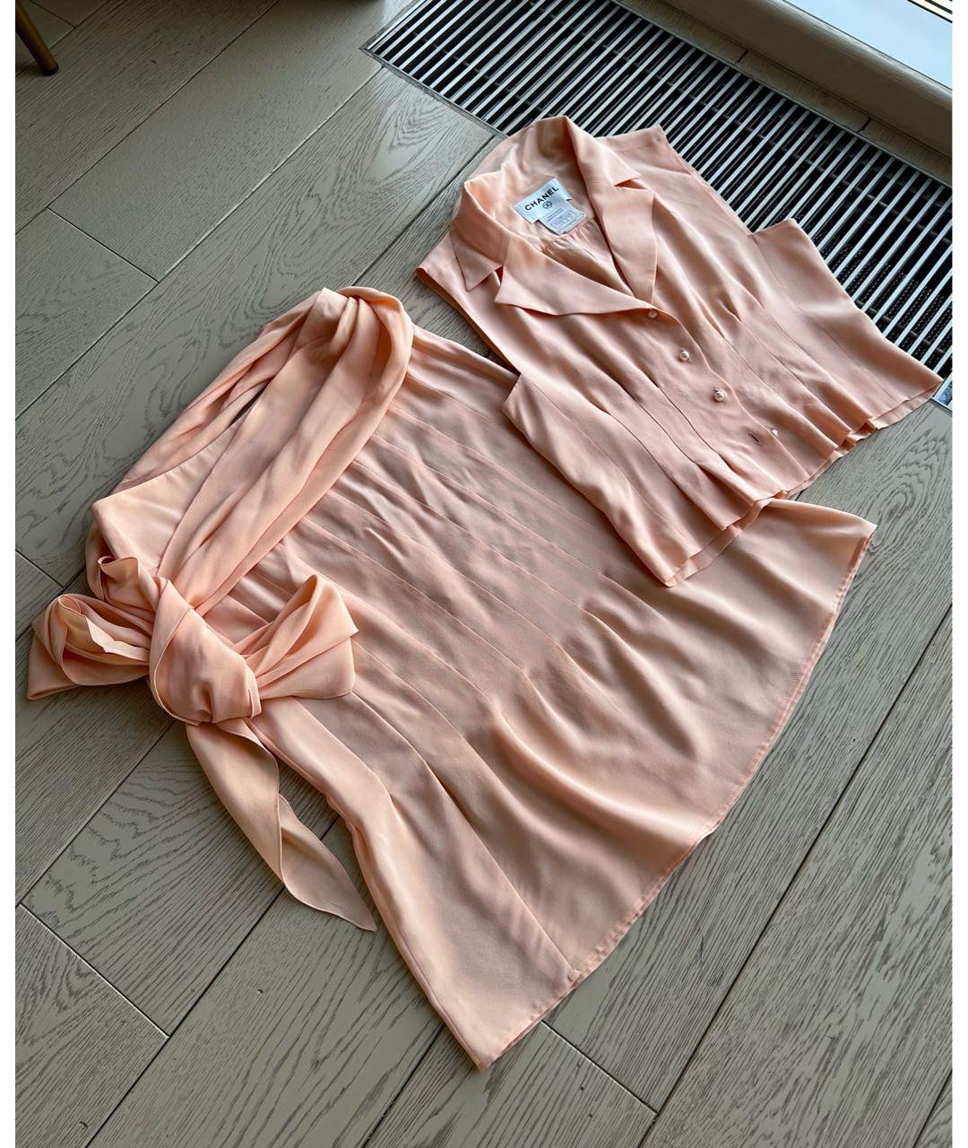CHANEL Розовый шелковый костюм с юбками, фото 9