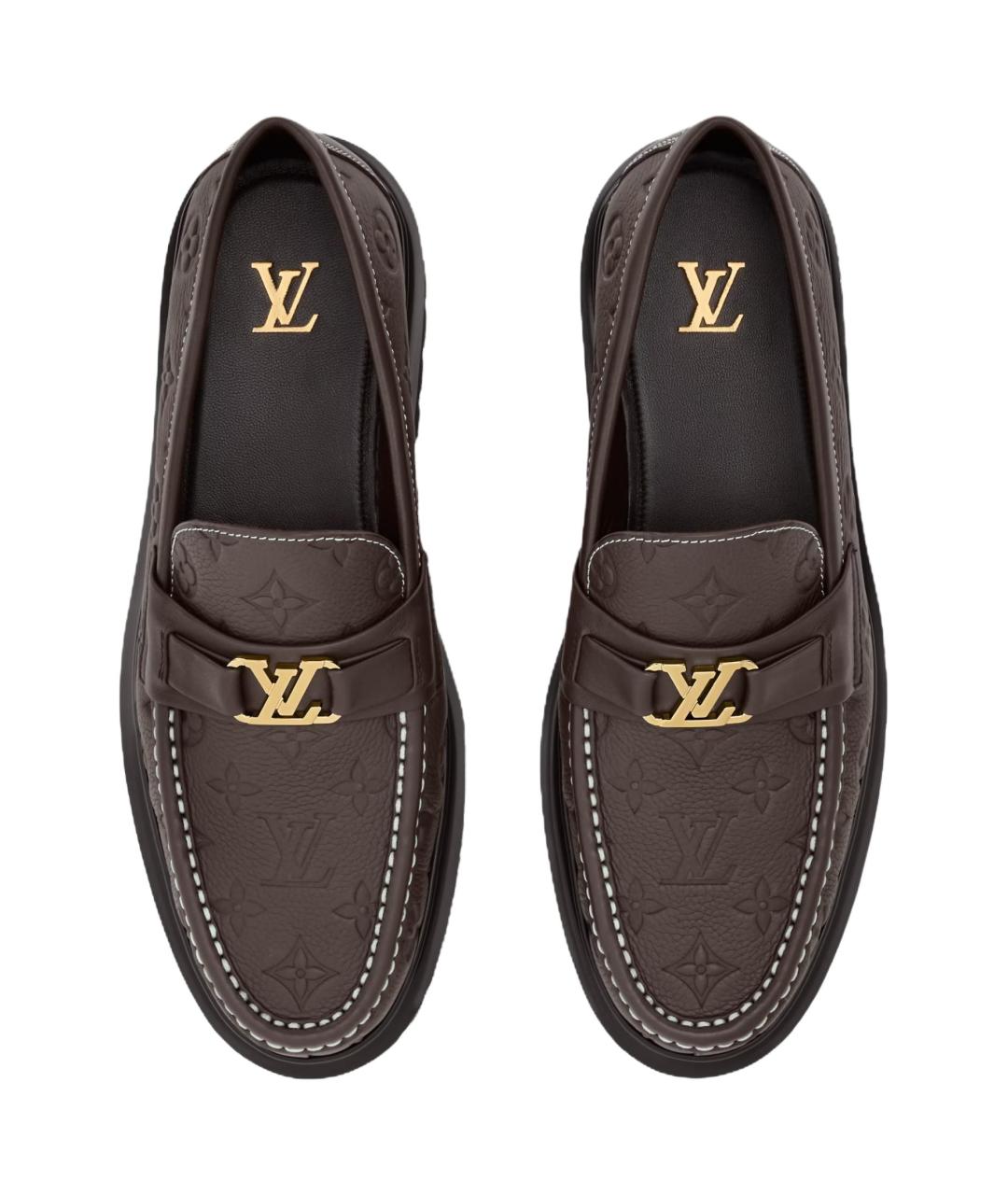LOUIS VUITTON Коричневые кожаные лоферы, фото 4