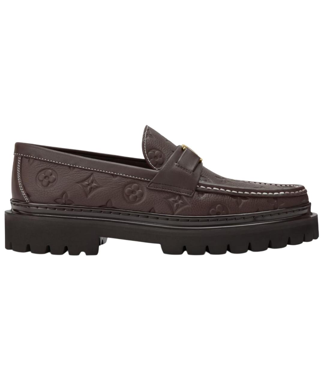 LOUIS VUITTON Коричневые кожаные лоферы, фото 1