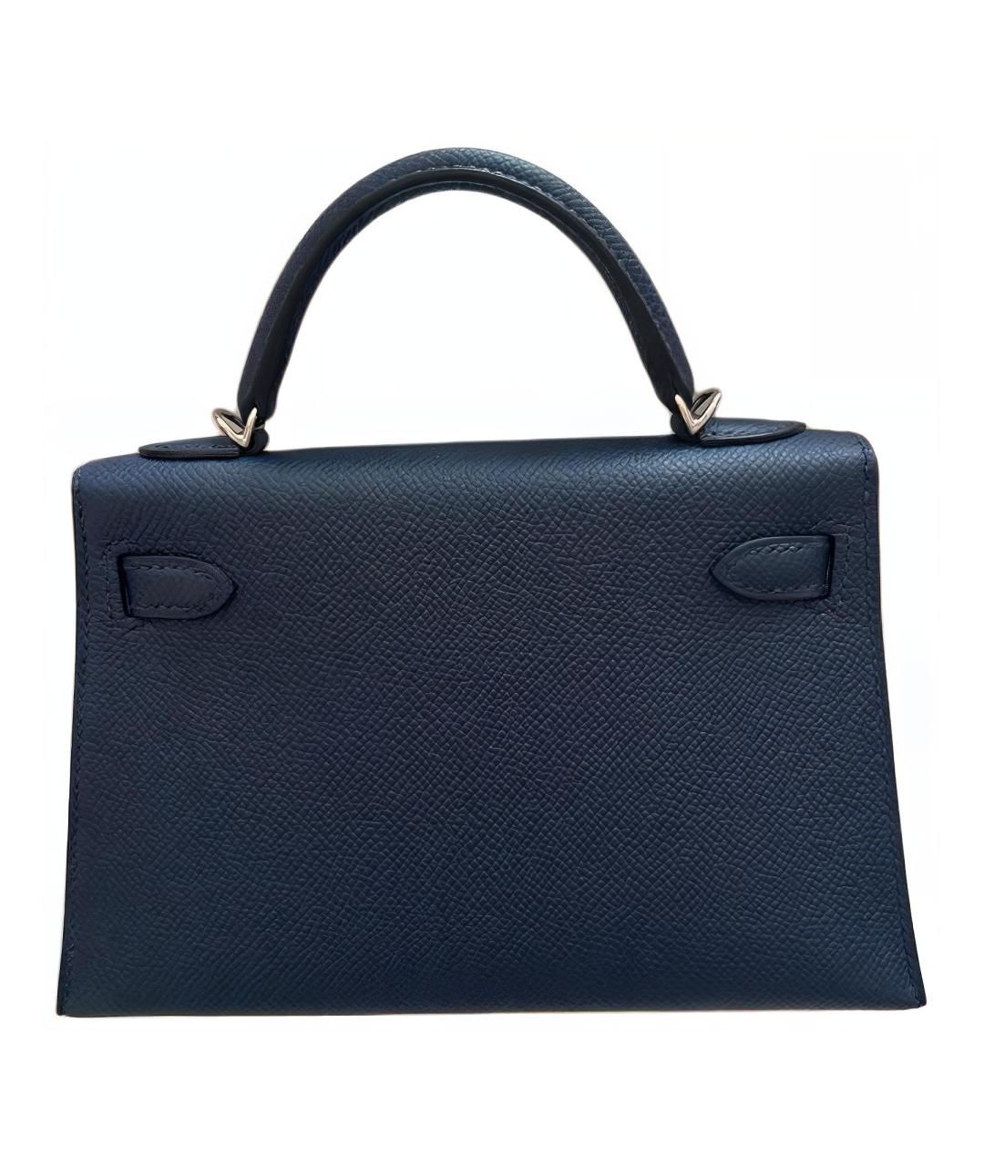 HERMES Темно-синяя кожаная сумка с короткими ручками, фото 2
