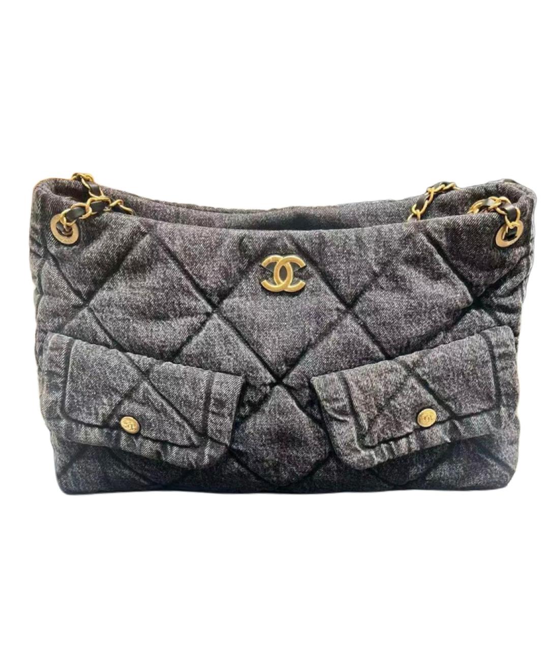 CHANEL Черная деним сумка через плечо, фото 4