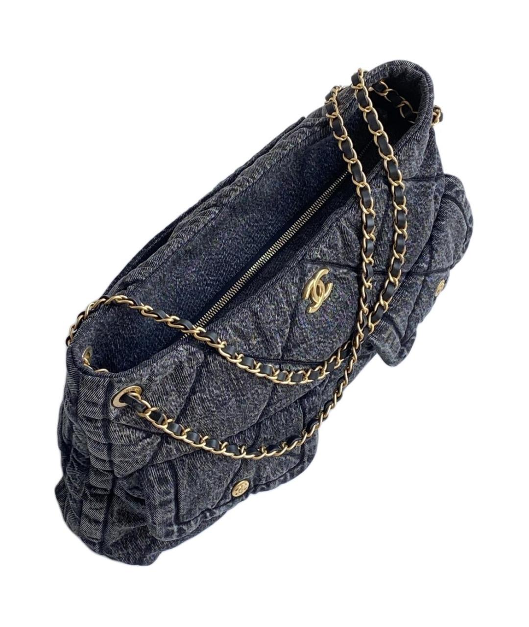 CHANEL Черная деним сумка через плечо, фото 2