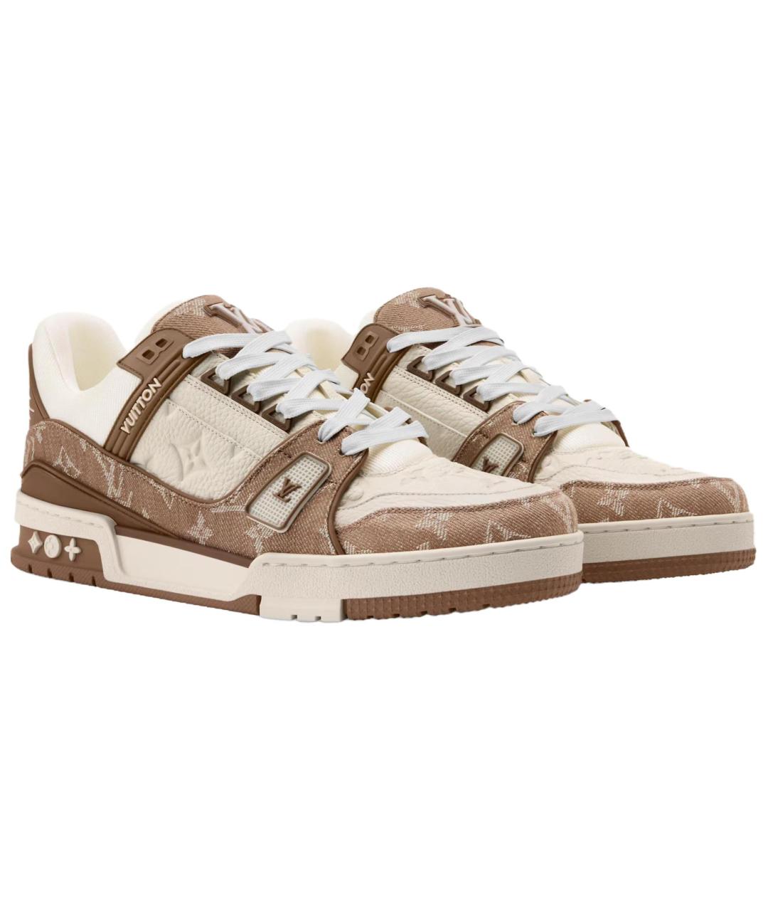 LOUIS VUITTON Бежевые кожаные низкие кроссовки / кеды, фото 3
