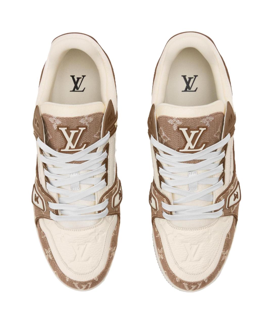 LOUIS VUITTON Бежевые кожаные низкие кроссовки / кеды, фото 4