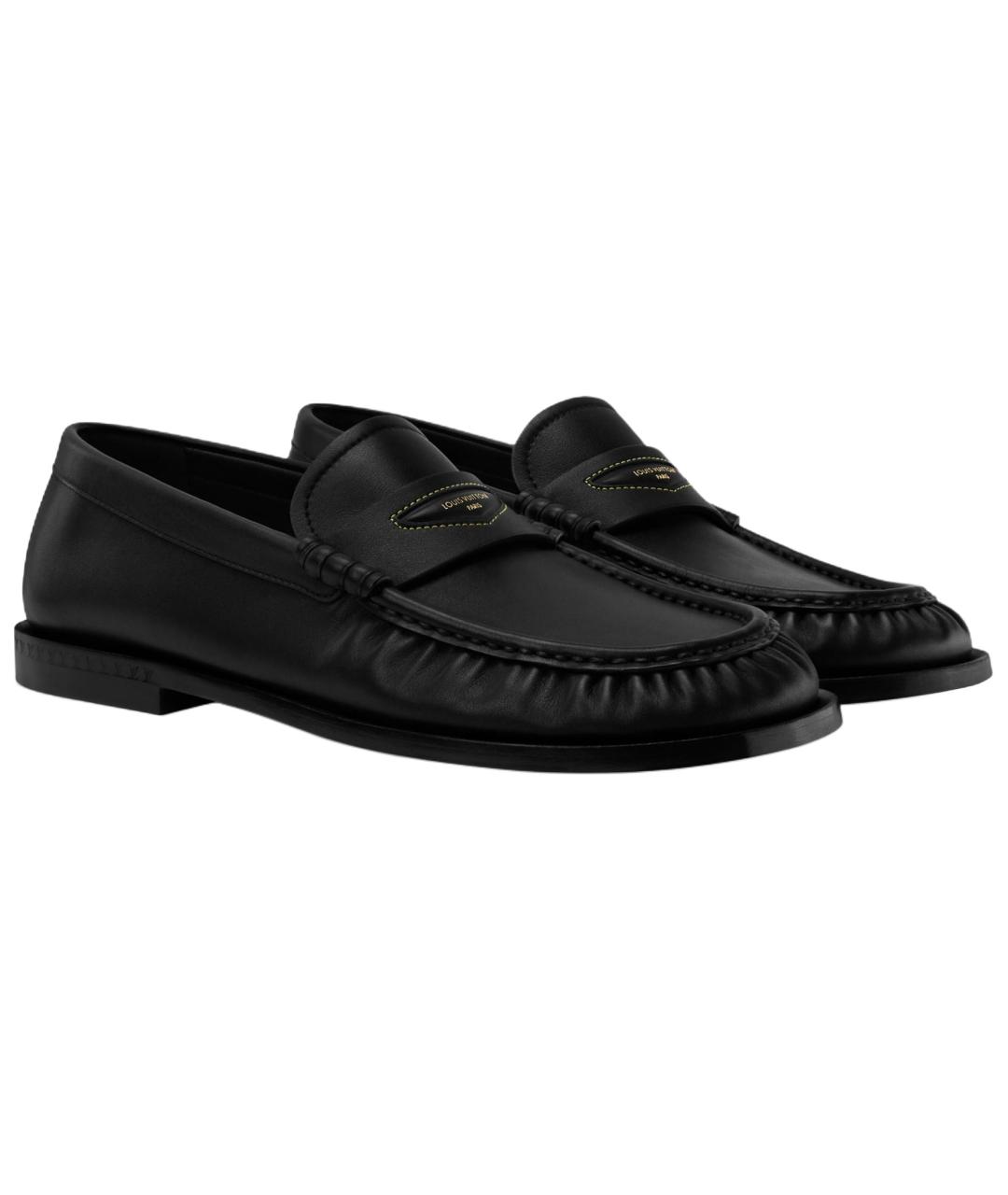 LOUIS VUITTON Черные кожаные лоферы, фото 3