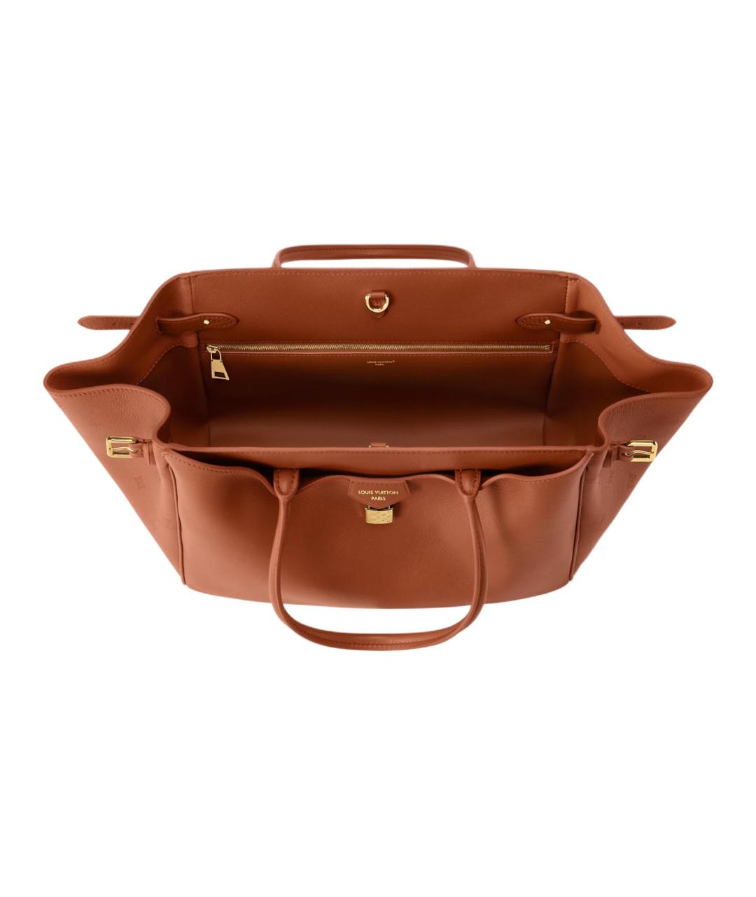 LOUIS VUITTON Коричневая кожаная сумка тоут, фото 5