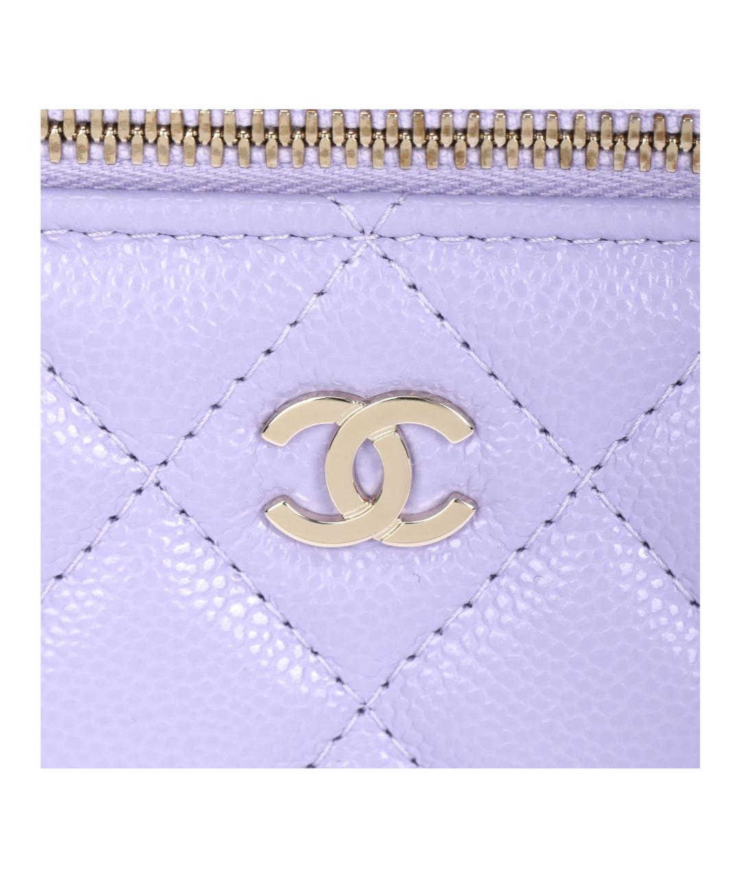 CHANEL Фиолетовая кожаная косметичка, фото 5
