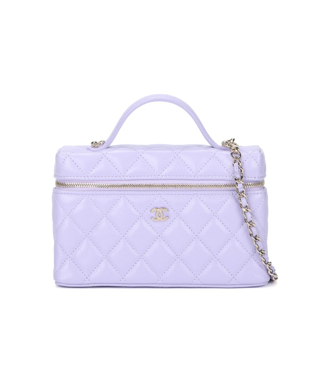 CHANEL Фиолетовая кожаная косметичка, фото 6