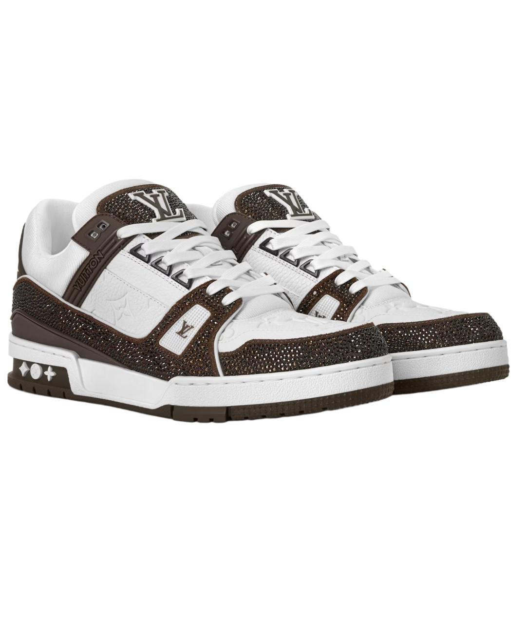 LOUIS VUITTON Коричневые кожаные низкие кроссовки / кеды, фото 3